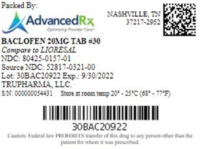 Baclofen 20mg Tab Qty 30 Ndc  80425 0157